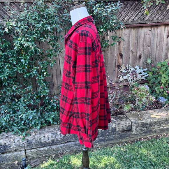 Foundry Men's 3XLT Tall Button Front Flannel Shirt Red & Black Buffalo Plaid - Picture 5 of 6